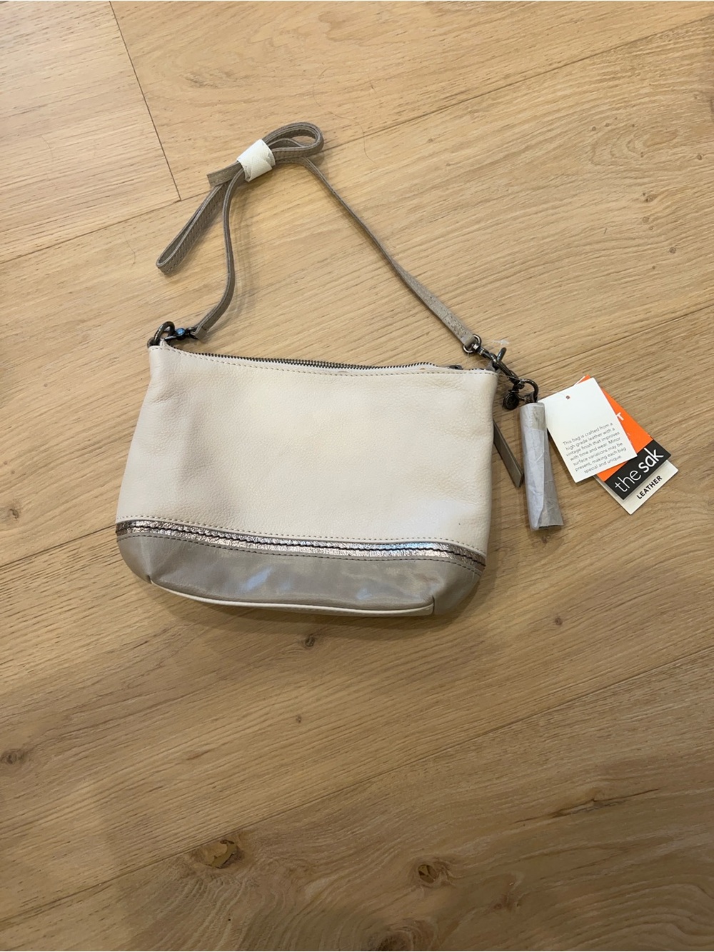 NWT The Sak Sequoia Convertible Crossbody Shoulder Bag Clutch Cream Metallic
